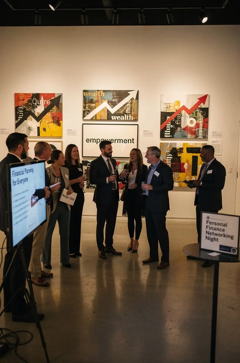 Olvasók csoportja vitatja meg a pénzügyi stratégiákat egy klubtalálkozón.